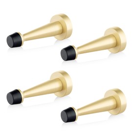 QOGRISUN - Paquete de 4 topes de puerta de latón macizo, tope de puerta dorado, protector de pared | Brushed brass finish, heavy duty decorative doors