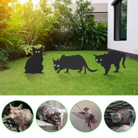 Scare CatsMetal, 3 X Garden Scare Cat Black Cat Silhouette Cats 3-Pack Bird Fright Cats Metal Cats With Green Marble Eyes For Gardens Vegetable Gardens Ponds Fences Or Walls Weatherproof Silent