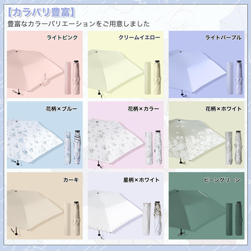 (Newly Released) Parasol, Folding Umbrella, Ultra Lightweight, 6 Ribs, Rain