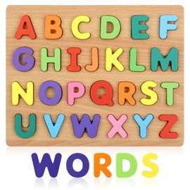 Alphabet Puzzle, Wooden Puzzles for Toddlers 3 4 5 Year Old, ABC Letter Puzzle, Educational Learning Toys for Kids Girls Boys Preschool Activities