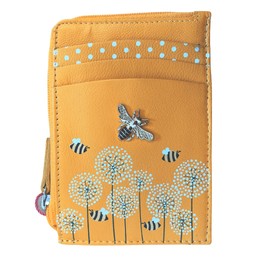 Mala Leather Coin & Card Purse Bumble bee RFID Protection - Moonflower (Yellow)