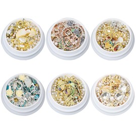 6 Boxes 3D Nail Art Rhinestones Mixed-Style Nail Art Charms Diamonds Nails Art Decorations Pearl Nail Gems Crystals Metal Nail Art Supplies for Women Girls DIY Nail Design