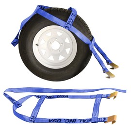 RuggedTow (2x) Blue Demco Tow Dolly Straps Wheel Basket Flat Hooks Kar Kaddy Auto Hauler