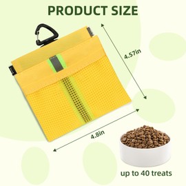 RINWUNS Dog Treat Pouch, Portable Pet Training Treat Bag, Canvas Hand Free Dog Walking Bag with Carabiner, Self-Closing Pet Feed Snack Reward Pocket, for Pet Walking, Travel or Outdoor Use (Yellow)