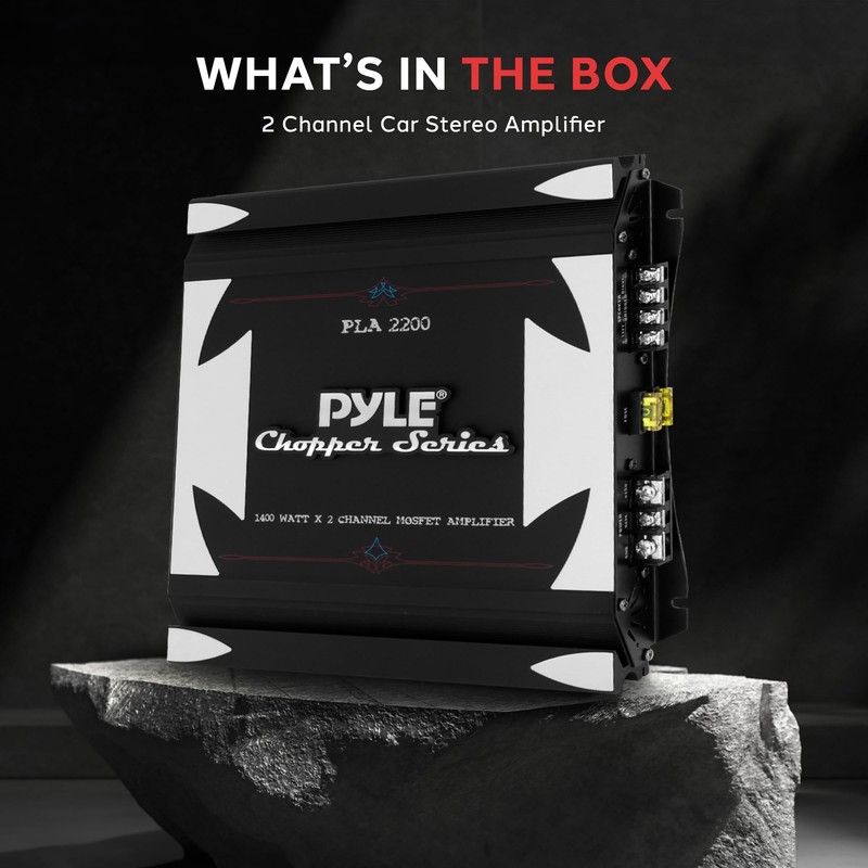 Pyle 2 Channel Car Stereo Amplifier- 1400W Dual Channel Bridgeable