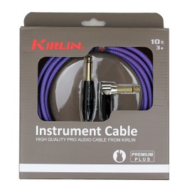 Kirlin Cable IWB-202BFGL-10/RO -10 feet- Straight to Right Angle 1/4-Inch Plug Premium Plus Instrument Cable, Royal Blue Tweed Woven Jacket