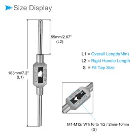 CoCud Tap Wrench Handle, Fit M1-M12 W1/16-1/2 Taps Size, Zinc Alloy & Carbon Steel Adjustable Wrench Reamer Tapping Hand Tool - (Applications: for Tapping Operations), 1-Pieces