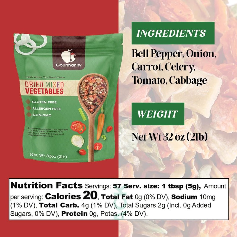 2lb Tasty Vegetable Soup Blend, Dehydrated Vegetables for Ramen Toppings,