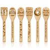 GLOBLELAND 6Pcs Aunt Auntie Wooden Spoons Utensil Set Bamboo Carving