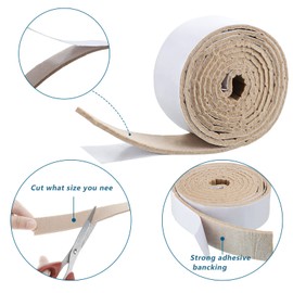 Shappy 2 Packs 120 x 1 x 0.12 Inch Felt Strips with Adhesive Backing Felt Tape Roll Non Slip Self Adhesive Cuttable Furniture Pads for Protecting Hardwood Floors, Chairs, Wall(Linen)