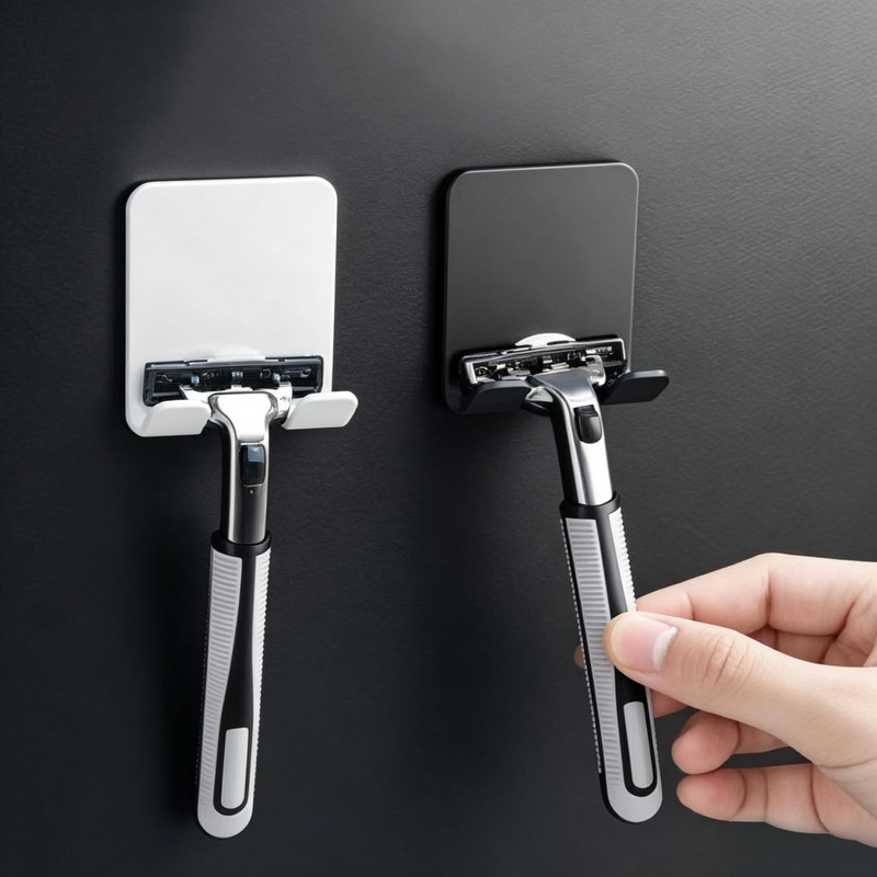 4 Pcs Razor Holder for Shower Bathroom Adhesive Hooks,Self Adhesive