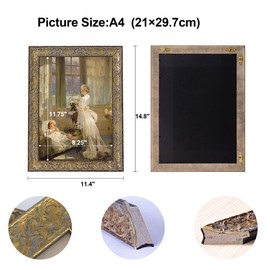 Bronze 8.25x11.75 Picture Frames: Wooden Wall Frames for Home Wall Decor, A4 Frame for Painting, Artwork, Post Print, Classic Frames A4 with Plexiglass and Backing