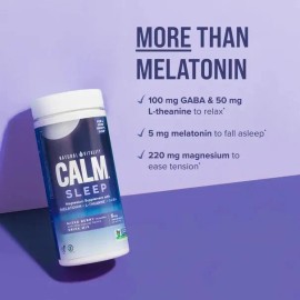 Calm Sleep Magnesio + Melatonina Natural Vitality | Sueño Profundo con GABA y Teanina | 170g Berry