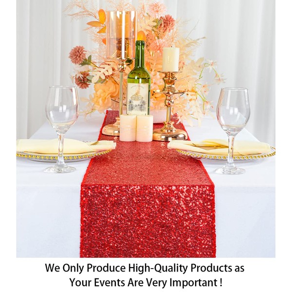 ShinyBeauty Sparkly Red Sequin Table Runner For Wedding/Events Decoration 30 x 180cm Linen Table Runner Christmas Table Runner Halloween Decor (Red Color)