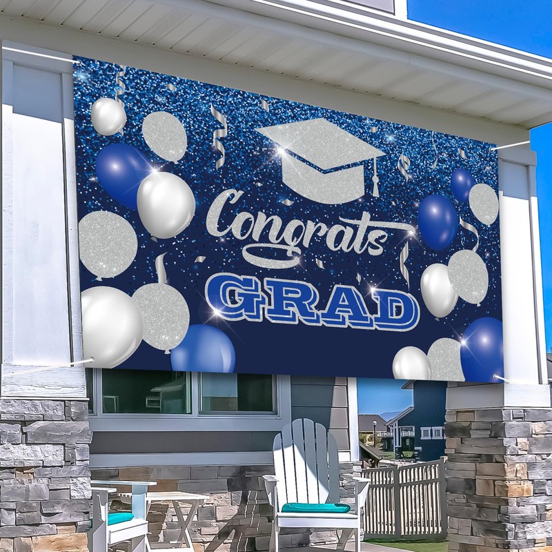 Congrats Grad Backdrop Banner | 2025 Graduation Party Decorations |
