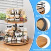 Lazy Susan Turntable Organizer Adjustable - 2 Tier Wood Rotating