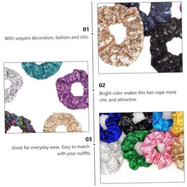 minkissy 5pcs Christmas Sequin Hair Tie Womens Scrunchies Womens Hair Bands Girl Scrunchies Sequin Hair Ties Xmas Hair Elastics Ropes Scrunchie Hair Rope Hair Ring Ponytail Holder Metal