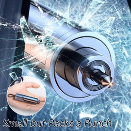 SAMIQU 2Pack Emergency Car Window Breaker & Seatbelt Cutter |2-in-1 Car Escape Tool with Test Glass,Seat Belt Cutter and Glass Breaker