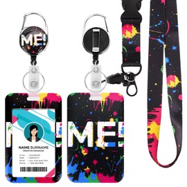YCDKK ID Badge Holder with Lanyard and Retractable Badge Reel Clip Set, MEFunny Work Id Card Holder for Nurse Doctor Teacher ID Proximity Key Cards Drivers Licenses, and Passes