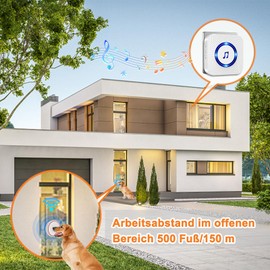 ChunHee Dog Door Bell - Doggie Doorbell Puppy Training - Dog Bells Toilet Training Smart Buttons Dog Clicker Operating at 500Feet with 55 Melodies 5 Volume Levels Velcro Installation 1Receiver 1 Bell