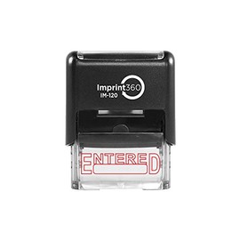 Imprint 360 AS-IMP1008 - Entered w/Signature Box, Heavy Duty Commerical Quality Self-Inking Rubber Stamp, Red Ink, 9/16" x 1-1/2" Impression Size, Laser Engraved for Clean, Precise Imprints
