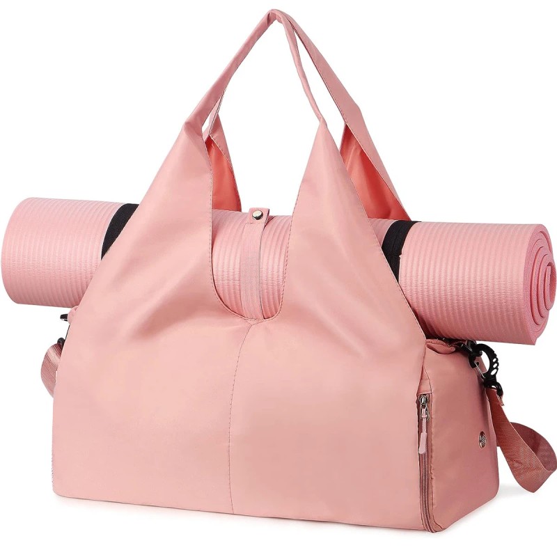Gym Duffel Bag with Shoe Compartment and Yoga Mat Strap,
