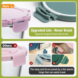 Upgraded Lid​​ - 3 Cup Glass Meal Prep Containers with Lids, 4 SET Food Storage Bowl Jars for Leftover Lunch Meal Oats Salad Soup Fruit Snack Yogurt - Microwave, Oven, Freezer Safe, BPA Free, Airtight