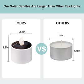Solar Tea Lights Outdoor Waterproof - 10 Pack Flameless Flickering Solar Candles Reusable LED Tea Light Candles Rechargeable Dusk to Dawn Lighting for Lanterns Garden Camping Home Decor, 2.3''x2.1''