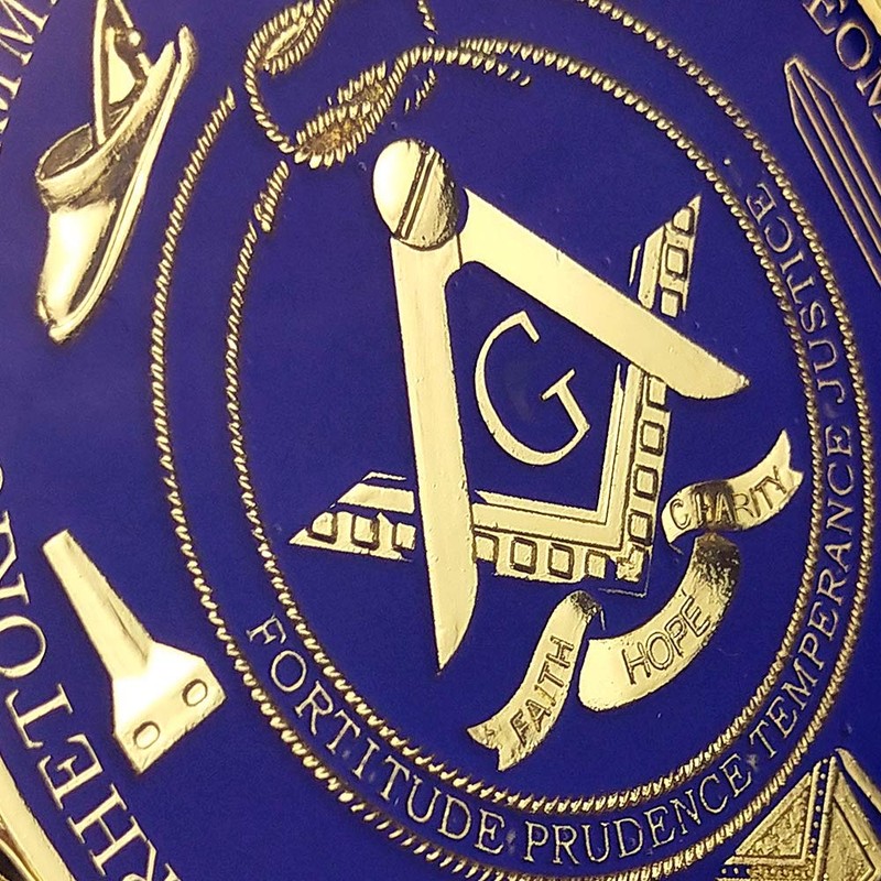 Freemason Masonic Brotherhood Car Emblems Gold Plated in Blue Masonic