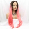 SereneWig 24" Ombre Pink Mermaid Wigs Long Straight Synthetic Lace