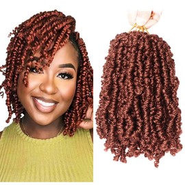 8 Packs Yanky Twist Crochet Braids 8 Inch Pre-Twisted Bohemian Spring Twists Hair Senegalese Twist Crochet Hair with Curls Synthetic Braid Hair (#350, 8 Inch (Pack of 8))