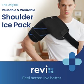 REVIX Large Shoulder Ice Pack Wrap, Ice Shoulder Brace for Rotator Cuff and Arm, Reusable Gel Cold Therapy Wrap for Discomfort Relief & Muscle Relaxation, Easy to Wear & Remove