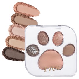 ZVEV Eye Shadow Paw Palette, Natural, Cat, 5 Colors, Eye Makeup, Eyeshadow, Cheek, Pixie, Waterproof, Sweat-Resistant, Long Lasting, Daily Use, Puffy Tear Bag Palette (Selfish)