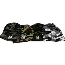 Camouflage Lightweight Fleece-Lined Slouch Breathable Beanie Cap for Running, Hiking, Walking (4-Pack)