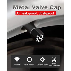 4 Pack Tire Valve Stem Caps Cover Car Accessories,Cute Airtight Dust Proof Covers for Cars, Trucks, SUVs,Bikes, Motorcycles, Bicycles(Black White Cow Skin)