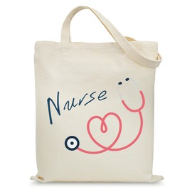 KONSOM Canvas Aesthetic Tote Bag for Nurse Women with Pockets Reusable Grocery Bags Graduation Vacation Shopping Work Gym Beach Birthday Mothers Day Christmas Gifts