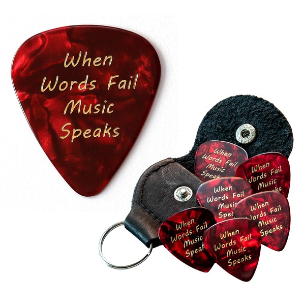 When Words Fail Music Speaks 6 Guitar Picks With Leather