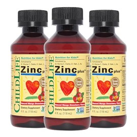ChildLife Essentials Liquid Zinc Plus para niños, 4 onzas líquidas (paquete de 3)  Niños y niños, gluconato de zinc y cobre, apoyo inmunológico,...   