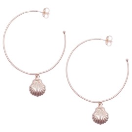 Sheila Fajl Marla Hoop Sea Shell Thin Wire Gold Plated Hoop Earrings NEW