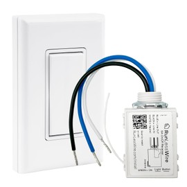 RunLessWire Self-Powered Wireless Light Switch & Receiver Kit, No Wires, Batteries or WiFi Needed for DIY Home Electrical Projects, 1 Remote Switch & 1 5amp Relay - White