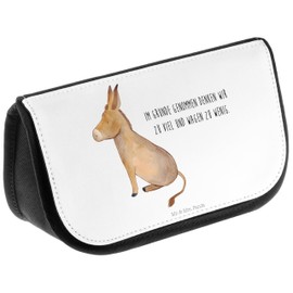 Mr. & Mrs. Panda Donkey Cosmetic Bag, White, Hand Drawn