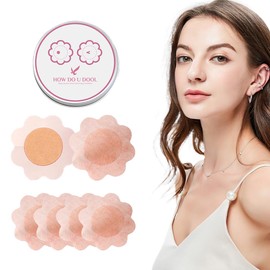 10 Stück Brustwarzenaufkleber, Einweg-Brustaufkleber, Vliesstoff, wasserdicht und atmungsaktiv, unsichtbar, für Damen, Marathon, Läufer, Concealer-Pads in Blumenform (6 cm) Gr. 6 cm, hautfarben