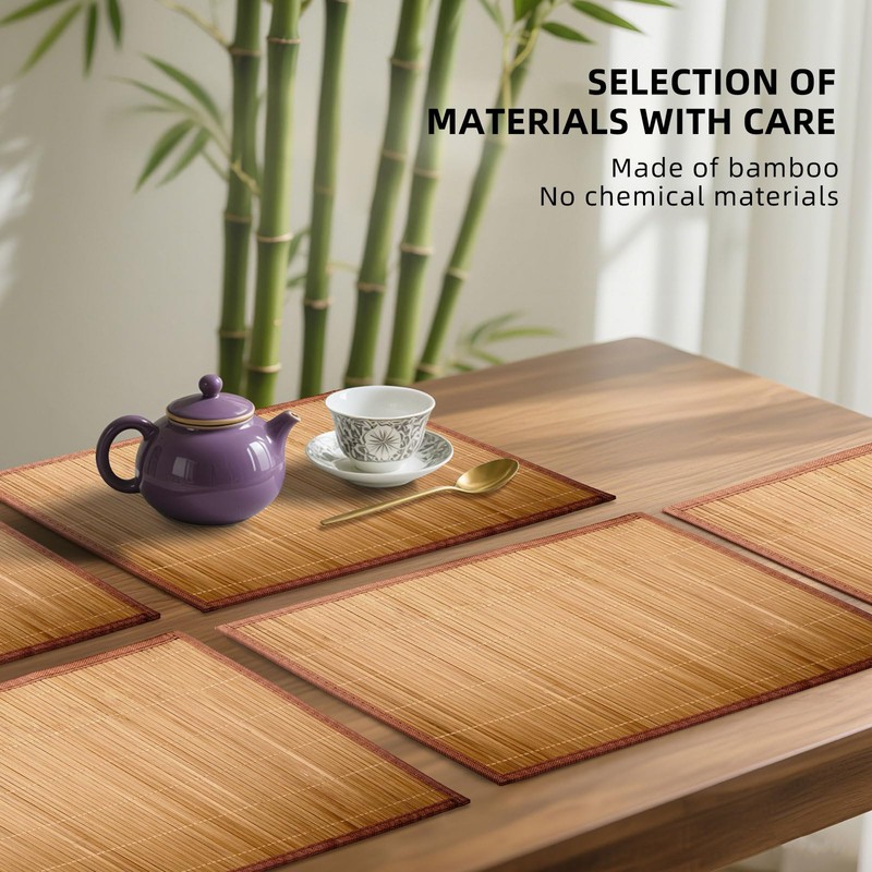 Piuluvor® Set of 4 Bamboo Placemats, 45 × 30 cm
