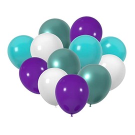 60 pcs 12 Inch Dark Violet Purple Teal White Green Latex Balloons Decorations, Birthday Wedding Baby Shower Party Balloons Decorations (Dark Violet Purple Cyan White Green)