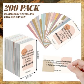 Motiskyy 200 Pcs Spanish Prayer Cards Unique Christian Cards with Inspirational Bible Verses and Mini Scripture Inspirational Spanish Christian Gifts for Daily Encouragement, 20 Styles (Boho)