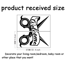 SUPERDANT Welcome Barber Wall Stickers Scissor Design Vinyl Wall Decal Barbershop Art Wallpaper Barber's Store DIY Decoration Window Door Decal 23.6x22.4in