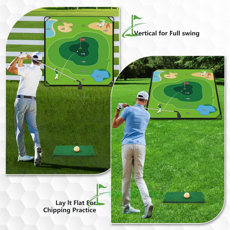 GLUTIA Golf Chipping Game Set, 71"x71" Large Sticky Golf Game,
