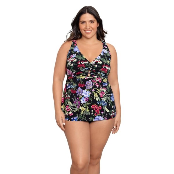 TrimShaper Women's Molly Swim Tankini Top, Flowerette