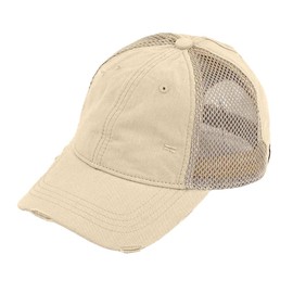 C.C Solid Cotton Ponytail Cap Pony Cap (Beige)