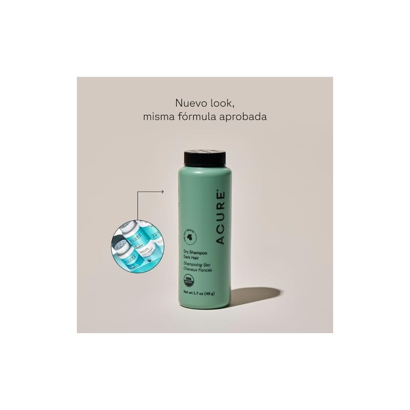 Acure | Shampoo seco en polvo para cabello castaño a